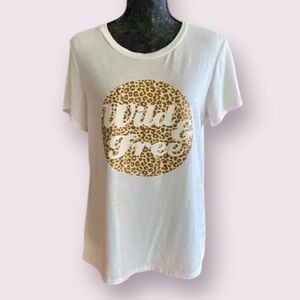 Bobeau Wild & Free Leopard Print Graphic T-Shirt